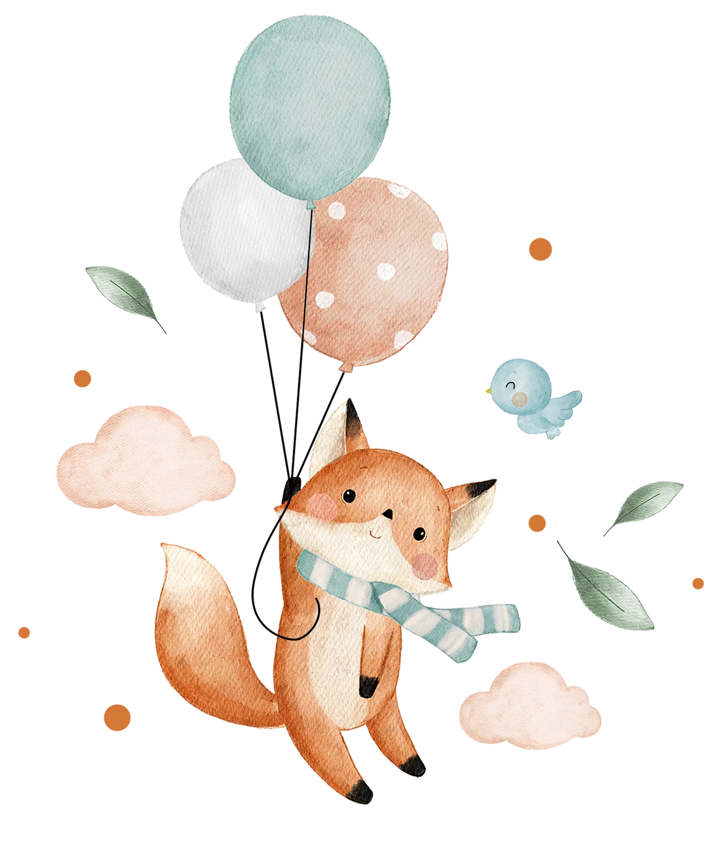 Süßes Bügelbild Fuchs mit Ballons – DIY Textildruck für Kinderkleidung, einfach aufbügeln
