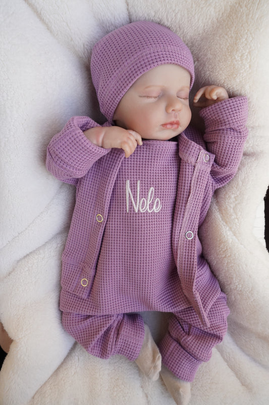 Individuell bestickbares Baby-Set 3 tlg.| Waffelstrick - Myawi-Kids