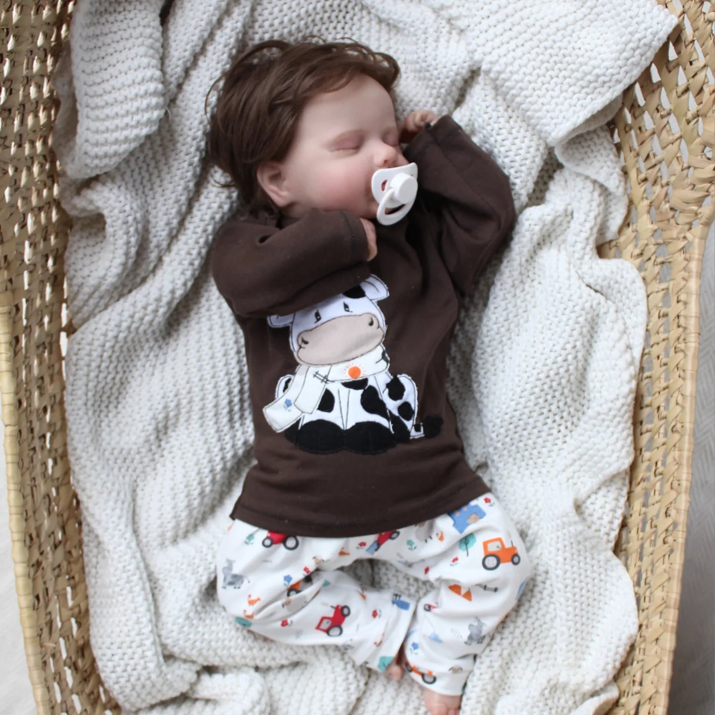 Babykleidung Set aus Leggings und Langarmshirt mit Kuh Applikation – ideal für Babys