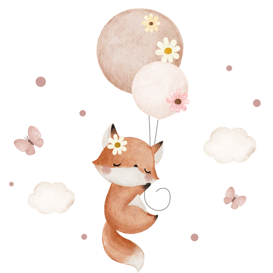 Bügelbild Fuchs mit Ballons für Mädchen