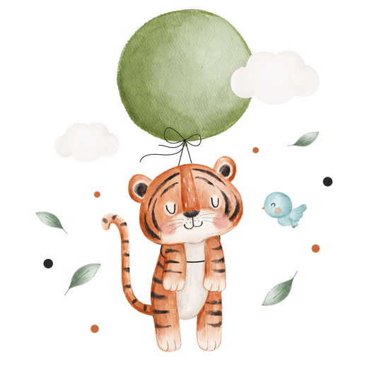 Bügelbild Tiger mit Ballon