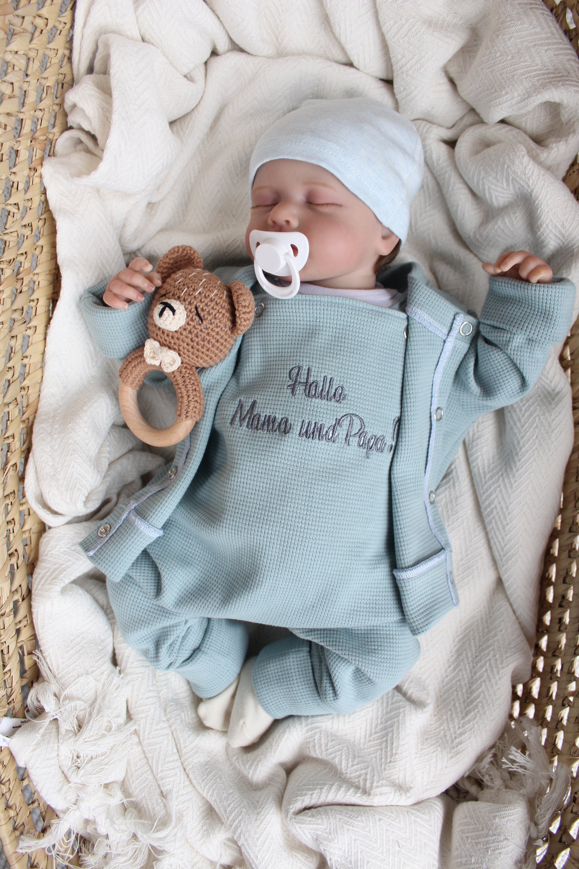 Individuell bestickbares Baby-Set| Waffelstrick Myawi-Kids