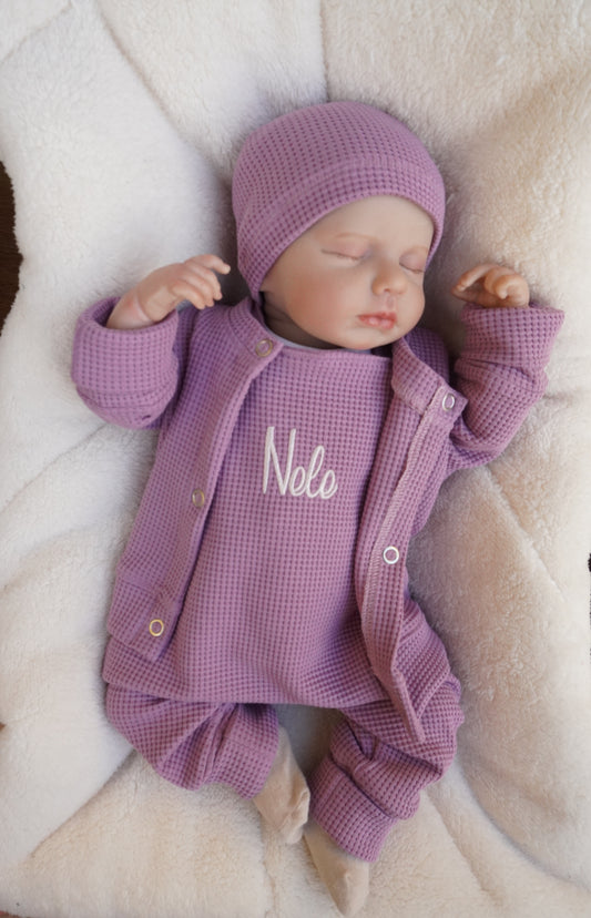 Individuell bestickbares Baby-Set 3 tlg.| Waffelstrick - Myawi-Kids