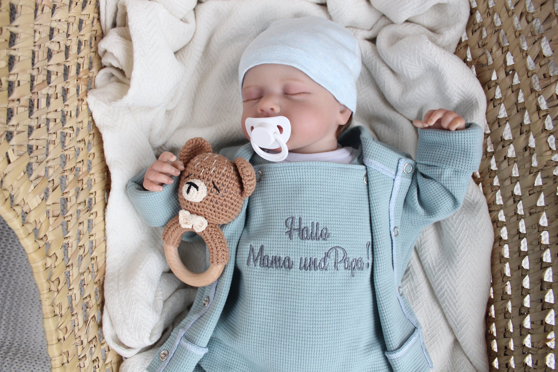 Individuell bestickbares Baby-Set| Waffelstrick Myawi-Kids