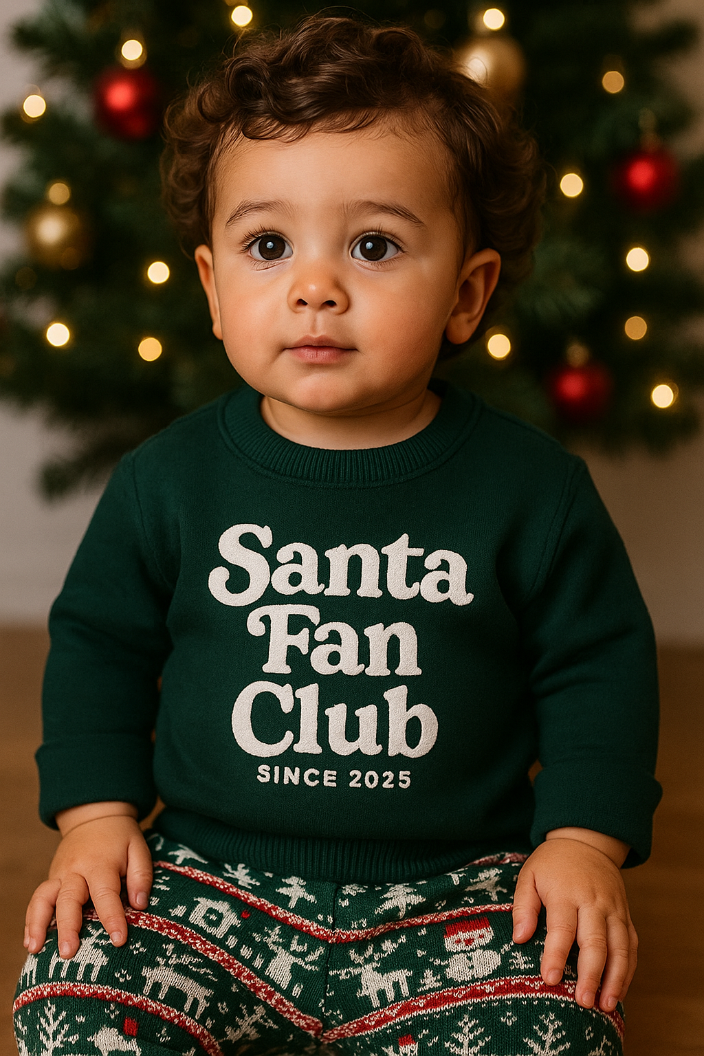 Handgemachter Weihnachtspullover mit Puff-Flexfolie. Erhältlich in verschiedenen Farben, für babys,kinder und erwachsene.